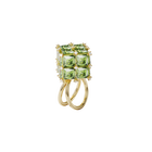 Curiosa cocktail ring, Square cut, Green, Gold-tone plated